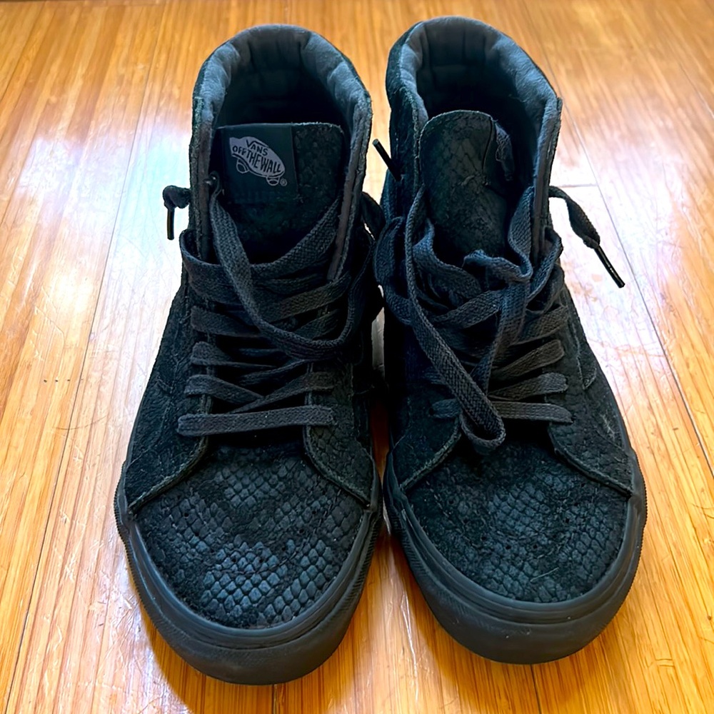 Vans Black High-Top Snake-Texture Sneakers